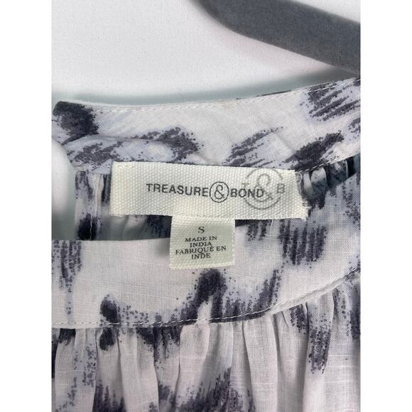 Treasure & Bond 100% Cotton Abstract Print Long Sleeve Blouse Size Small - Picture 7 of 10